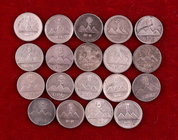 1873 a 1897. Guatemala. 1/4 de real. Lote de 19 monedas. A examinar. MBC/EBC+.
