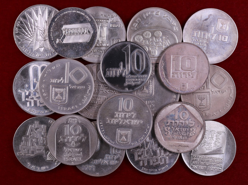 1967 a 1977. Israel. 10 lirot. Lote de 23 monedas (veintidós en plata). Impresci...
