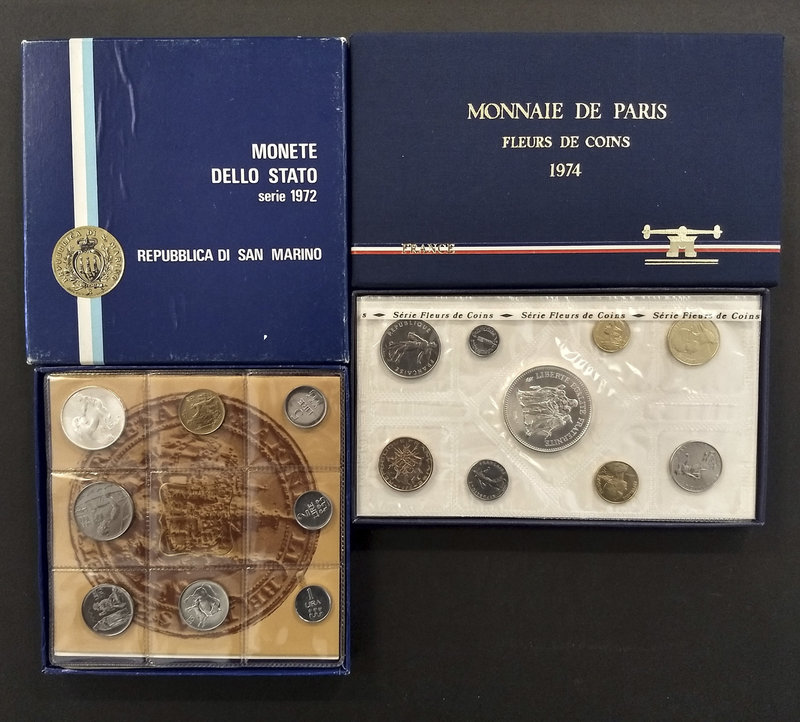 Lote de 1 estuche de la Monnaie de París de 1974 y la República de San Marino de...