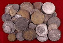 Lote de 56 monedas falsas de época de diversos países, incluyendo España. A examinar. BC/BC+.