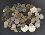 Lote de 125 monedas muy diversas, alguna en plata. A examinar. BC-/S/C.