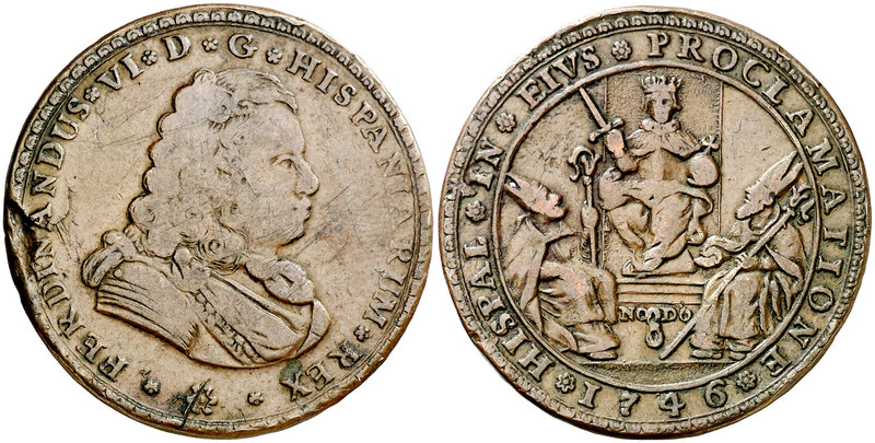 1746. Fernando VI. Sevilla. Medalla de Proclamación. (Ha. 27 var. por metal) (V....