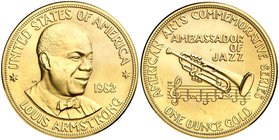 1982. Estados Unidos. Louis Armstrong. Embajador del Jazz. Medalla. 34,56 g. Ø 32 mm. Oro. S/C.
