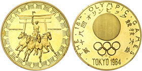 1964. Japón. Olimpíada de Tokyo. Medalla. 34,98 g. Ø 45 mm. Oro. Leves golpecitos. (Proof).
