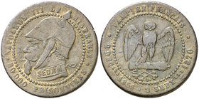Francia. Jetón satírico. Módulo 5 céntimos. (Coll. 44). 6,23 g. Cobre. Batalla de Sedán, Guerra de 1870. MBC.