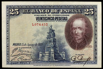 1928. 25 pesetas. (Ed. B112) (Ed. 328). 15 de agosto, Calderón de la Barca. Sin serie. MBC+.