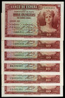 1935. 10 pesetas. (Ed. C15 y C15a) (Ed. 364 y 364a). 6 billetes, sin serie (tres) y series B y C (dos). S/C-.