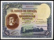 1935. 500 pesetas. (Ed. C16) (Ed. 365). 7 de enero, Hernán Cortés. Ex Áureo & Calicó 07/11/2007, nº 1750. Ex Colección Pérez Galdós 13/02/2019, nº 310...