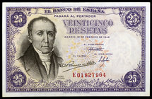 1946. 25 pesetas. (Ed. D51a) (Ed. 450a). 19 de febrero, Flórez Estrada. Serie E. S/C.