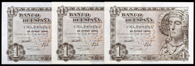 1948. 1 peseta. (Ed. D58a (Ed. 457a)). 19 de junio, Dama de Elche. Trío correlativo, serie H. S/C-.