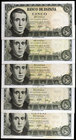 1951. 5 pesetas. (Ed. D60 y D60a) (Ed. 459 y 459a). 16 de agosto, Balmes. Lote de 5 billetes, sin serie y series U, V, 1C y 1G. S/C-.