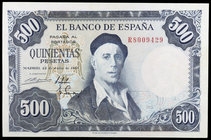 1954. 500 pesetas. (Ed. D69b) (Ed. 468b). 22 de julio, Zuloaga. Serie R. Leve doblez. EBC+.