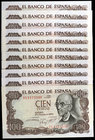 1970. 100 pesetas. (Ed. D73 y D73b) (Ed. 472 y 472c). 17 de noviembre, Falla. Lote de 11 billetes, serie B (trío correlativo) y series 1N (trío correl...