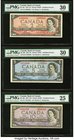 Canada Bank of Canada $2; $5; $10 1954 BC-38c; BC-39b; BC-40b Three Examples PMG Very Fine 30 (2); Very Fine 35. BC-38c; pinholes.

HID09801242017