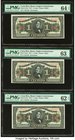 Costa Rica Banco Anglo Costarricense 1 Colon 1917 Pick S121r Three Remainder Examples PMG Choice Uncirculated 64 EPQ; Choice Uncirculated 63; Uncircul...