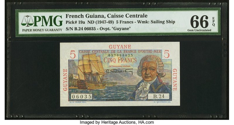 French Guiana Caisse Centrale de la France d'Outre-Mer 5 Francs ND (1947-49) Pic...