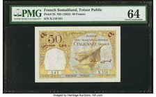 French Somaliland Tresor Public Cote Francaise 50 Francs ND (1952) Pick 25 PMG Choice Uncirculated 64. 

HID09801242017
