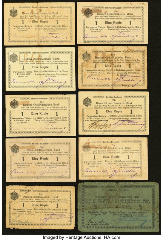 German East Africa Deutsch-Ostafrikanische Bank 1 Rupie 1.2.1916 Pick 19 (4); Pi...