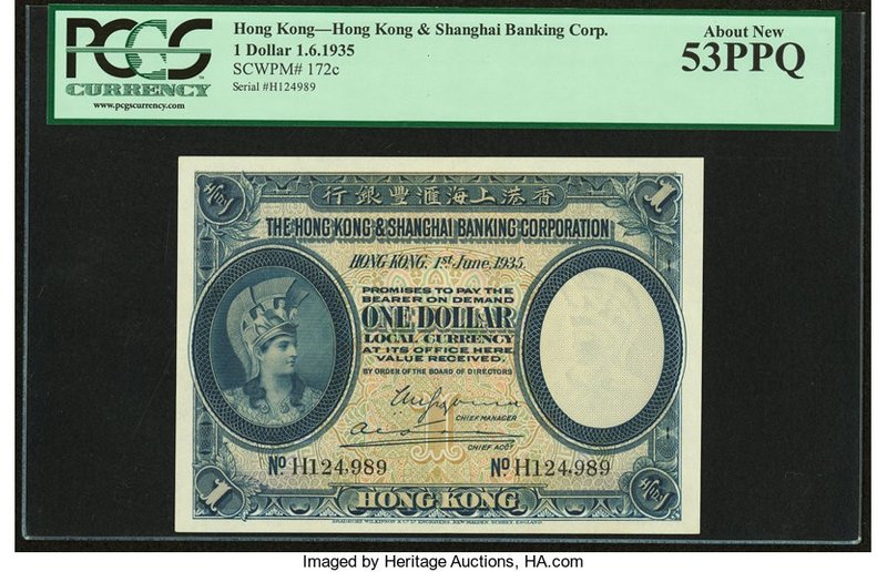Hong Kong Hongkong & Shanghai Banking Corp. 1 Dollar 1.6.1935 Pick 172c PCGS Abo...