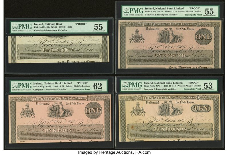 Ireland National Bank Limited Lot Of Four Complete And Incomplete Proofs. 1 Poun...