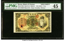 Korea Bank of Chosen 1 Yen ND (1932) Pick 29s2 Specimen PMG Choice Extremely Fine 45. Two POCs; minor rust; staple holes.

HID09801242017