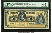 Mexico Banco Nacional de Mexicano 100 Pesos ND (1885-1911) Pick S261r M302r Remainder PMG Choice Uncirculated 64. Previously mounted.

HID09801242017