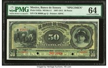 Mexico Banco de Sonora 50 Pesos 2.1.1911 Pick S422s M510s1-2 Specimen PMG Choice Uncirculated 64. Two POCs.

HID09801242017