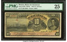 Mexico Banco De Zacatecas 10 Pesos 15.2.1914 Pick S476c M576c PMG Very Fine 25. 

HID09801242017