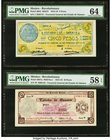 Mexico Revolutionary Comision 5; 10 Pesos 22.2.1916; 29.2.1916 Pick S954; S957a Two Examples PMG Choice Uncirculated 64; Choice About Unc 58 EPQ. 

HI...