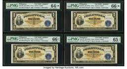 Philippines Philippine National Bank 1 Peso ND (1944) Pick 94 Four "Victory Series" Examples BPMG Choice Uncirculated 64 EPQ S; Gem Uncirculated 66 EP...