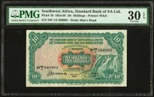 Southwest Africa Standard Bank of South Africa Ltd. 10 Shillings 4.10.1954 Pick 10 PMG Very Fine 30 EPQ. A bright Standard Bank example which achieved...