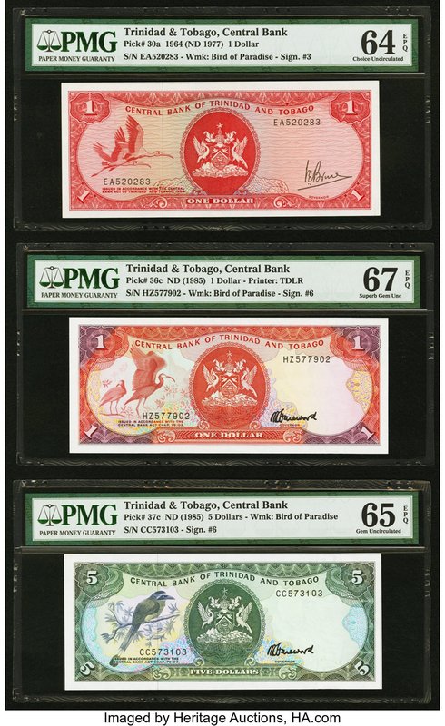Trinidad And Tobago Central Bank of Trinidad and Tobago Lot Of Seven PMG Graded ...