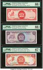 Trinidad And Tobago Central Bank of Trinidad and Tobago Lot Of Six PMG Graded Examples. 1 Dollar 1964 (ND 1977) Pick 30b PMG Gem Uncirculated 66 EPQ; ...