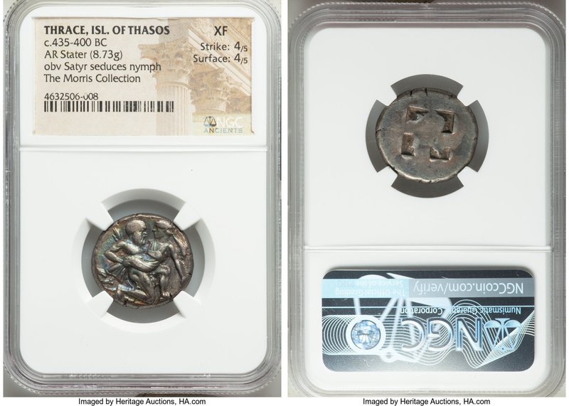 THRACIAN ISLANDS. Thasos. Ca. 435-400 BC. AR stater (22mm, 8.73 gm). NGC XF 4/5 ...