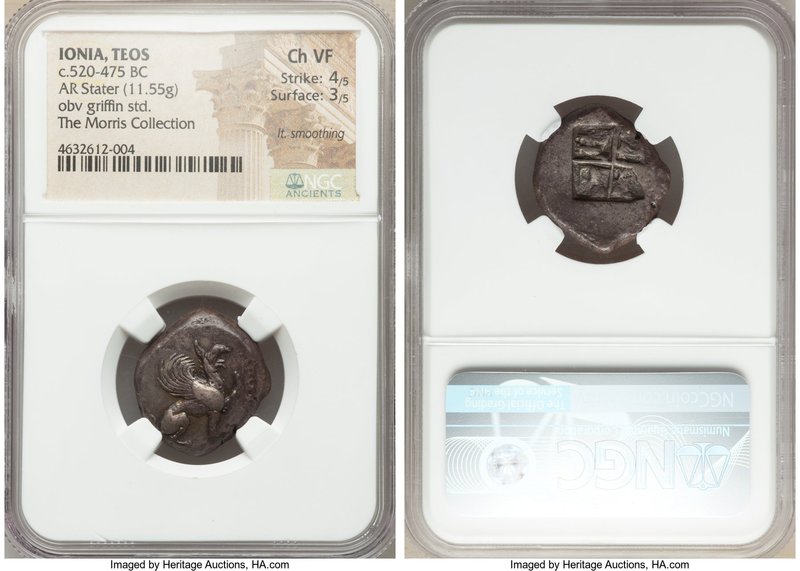 IONIA. Teos. Ca. 520-475 BC. AR stater (21mm, 11.55 gm). NGC Choice VF 4/5 - 3/5...