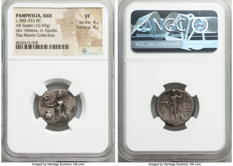 PAMPHYLIA. Side. Ca. 380-333 BC. AR stater (20mm, 10.59 gm, 12h). NGC VF 4/5 - 4...