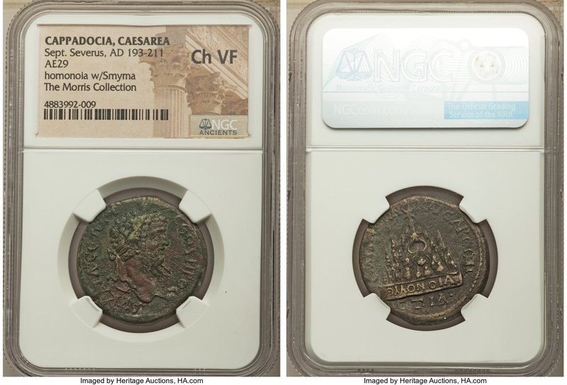 CAPPADOCIA. Caesarea. Septimius Severus (AD 193-211). AE (29mm, 11h). NGC Choice...