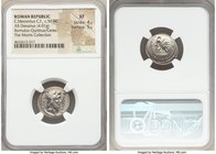 C. Memmius C.f. (ca. 56 BC). AR denarius (18mm, 4.01 gm, 6h). NGC XF 4/5 - 5/5. Rome. QVIRINVS on left, C•MEMMI•C•F• on right, laureate head of Quirin...