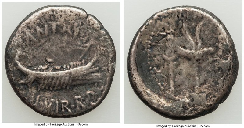 Marc Antony, as Triumvir and Imperator (43-30 BC). AR denarius (17mm, 2.92 gm, 6...