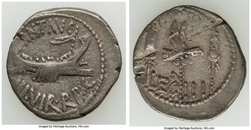 Marc Antony, as Triumvir and Imperator (43-30 BC). AR denarius (19mm, 3.30 gm, 6...