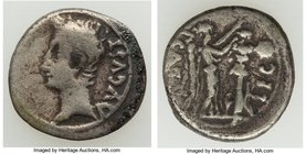 Augustus (27 BC-AD 14). AR quinarius (13mm, 1.63 gm, 3h). Fine. Spain, Emerita, 25-23 BC, under P. Carisius, legate. AVGVST, bare head of Augustus lef...