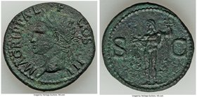Marcus Agrippa, Lieutenant of Augustus (died 12 BC). AE (30mm, 9.75 gm, 6h). XF. Posthumous issue of Rome, AD 37-41. M•AGRIPPA•L-•F•COS•III•, head of ...