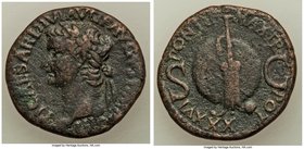 Tiberius (AD 14-37). AE as (27mm, 9.97 gm, 7h). VF. Rome, AD 34-35. TI CAESAR DIVI AVG F AVGVST IMP VIII, laureate head of Tiberius left / PONTIF MAX ...