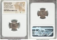 Nero (AD 54-68). AR denarius (18mm, 3.38 gm, 4h). NGC Choice Fine 4/5 - 4/5. Rome, ca. AD 65-66. NERO CAESAR-AVGVSTVS, laureate head of Nero right / V...