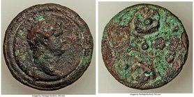 Nero (AD 54-68). AE dupondius (28mm, 13.52 gm). Fine. Incused rim tooled around obverse and a pin or mount attached to the reverse - contemporarily tr...