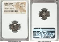 Vitellius (July-December AD 69). AR denarius (19mm, 2.68 gm, 6h). NGC Choice Fine 4/5 - 4/5, marks. Rome. A VITELLIVS GERM IMP AVG TR P, laureate head...