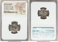 Titus, as Caesar (AD 69-79). AR denarius (19mm, 3.32 gm, 7h). NGC Choice XF 4/5 - 4/5. Rome, AD 76. T CAESAR IMP-VESPASIANVS, laureate head of Titus r...