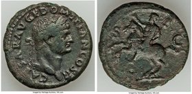 Domitian, as Caesar (AD 69-81). AE as (27mm, 9.91 gm, 7h). VF. Rome, AD 72. CAESAR AVG F DOMITIAN COS II, laureate head of Domitian right / Domitian o...