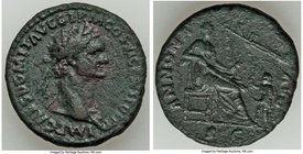 Domitian, as Augustus (AD 81-96). AE as (26mm, 9.93 gm, 5h). VF, scratches. Rome, AD 86. IMP CAES DOMIT AVG GERM COS XII CENS PER P P, laureate bust o...