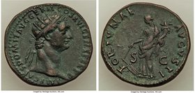 Domitian, as Augustus (AD 81-96). AE dupondius (27mm, 11.79 gm, 6h). About XF. Rome, AD 86. IMP CAES DOMIT AVG GERM COS XVI CENS PER P P, radiate head...